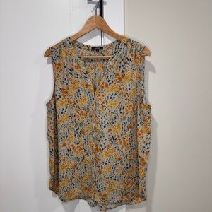 NYDJ Sleeveless Blouse - Orange and Blue Floral